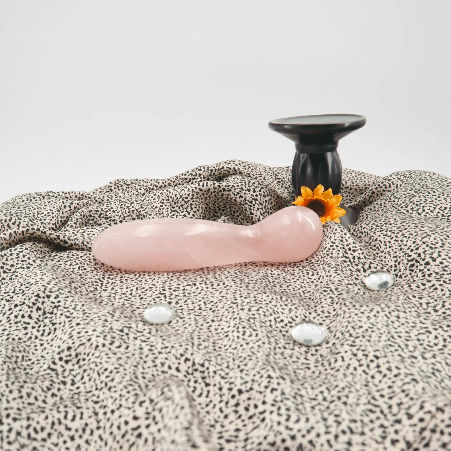 Solace Rose Quartz Wand / 7’’ Curved Double End Bulbous Tapered