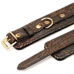 Spartacus™ Brown Floral Print Faux Fur Lined Ankle Restraints - Rolik®