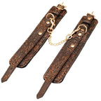 Spartacus™ Brown Floral Print Faux Fur Lined Ankle Restraints - Rolik®