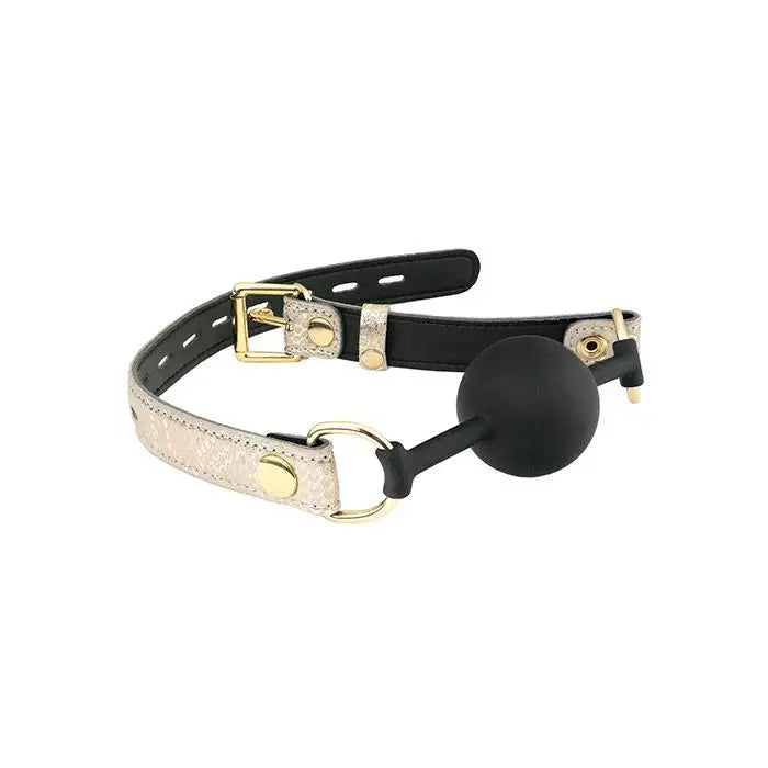 Spartacus™ Snakeskin Print Silicone Ball Gag - Black - Gags