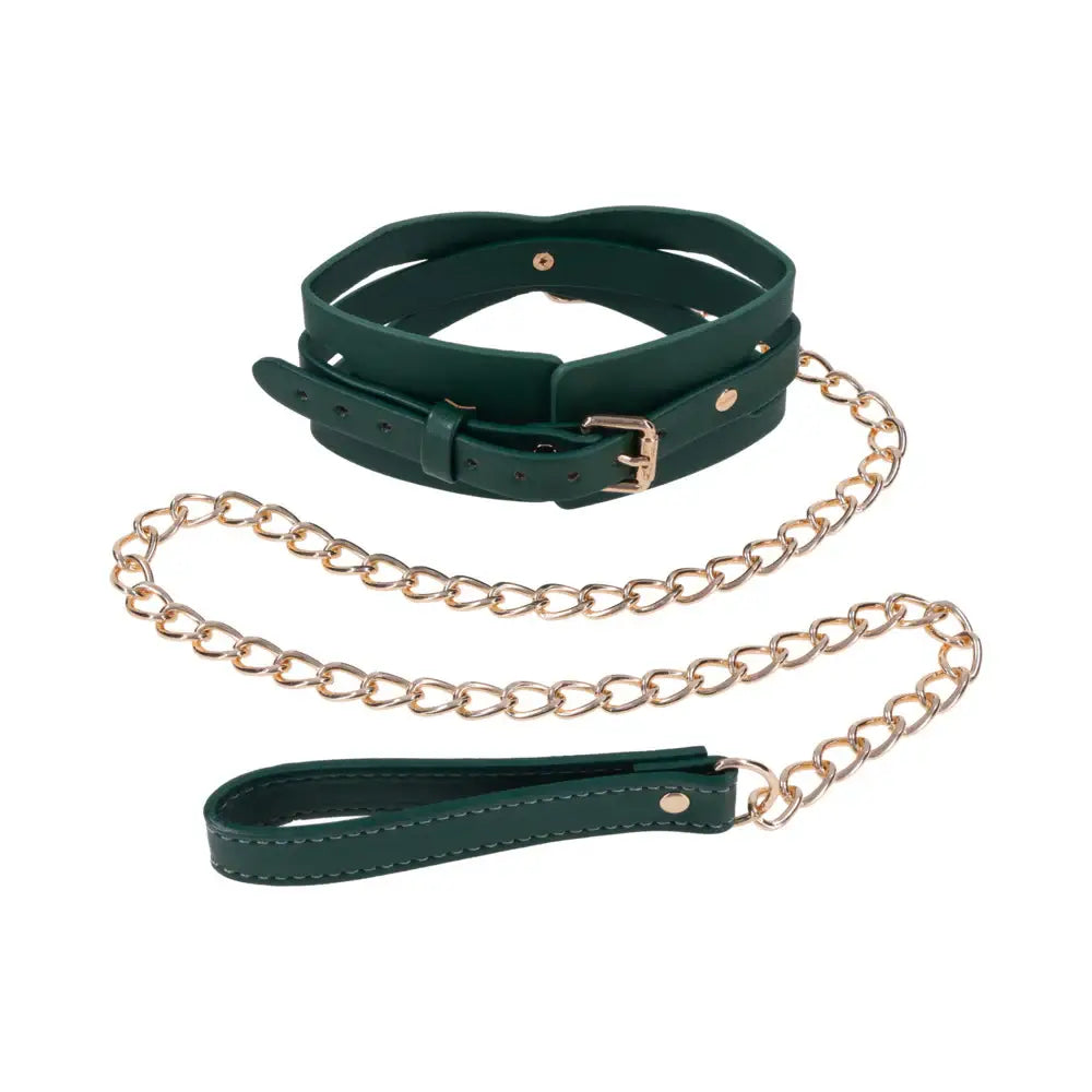 Sportsheets® Sex & Mischief Indica Cutout Collar and Leash Emerald