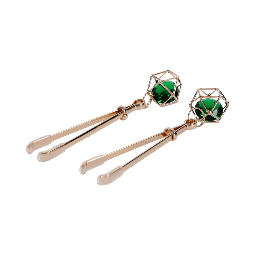 Sportsheets® Sex & Mischief Indica Crystal Nipple Clips Emerald