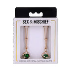 Sportsheets® Sex & Mischief Indica Crystal Nipple Clips Emerald