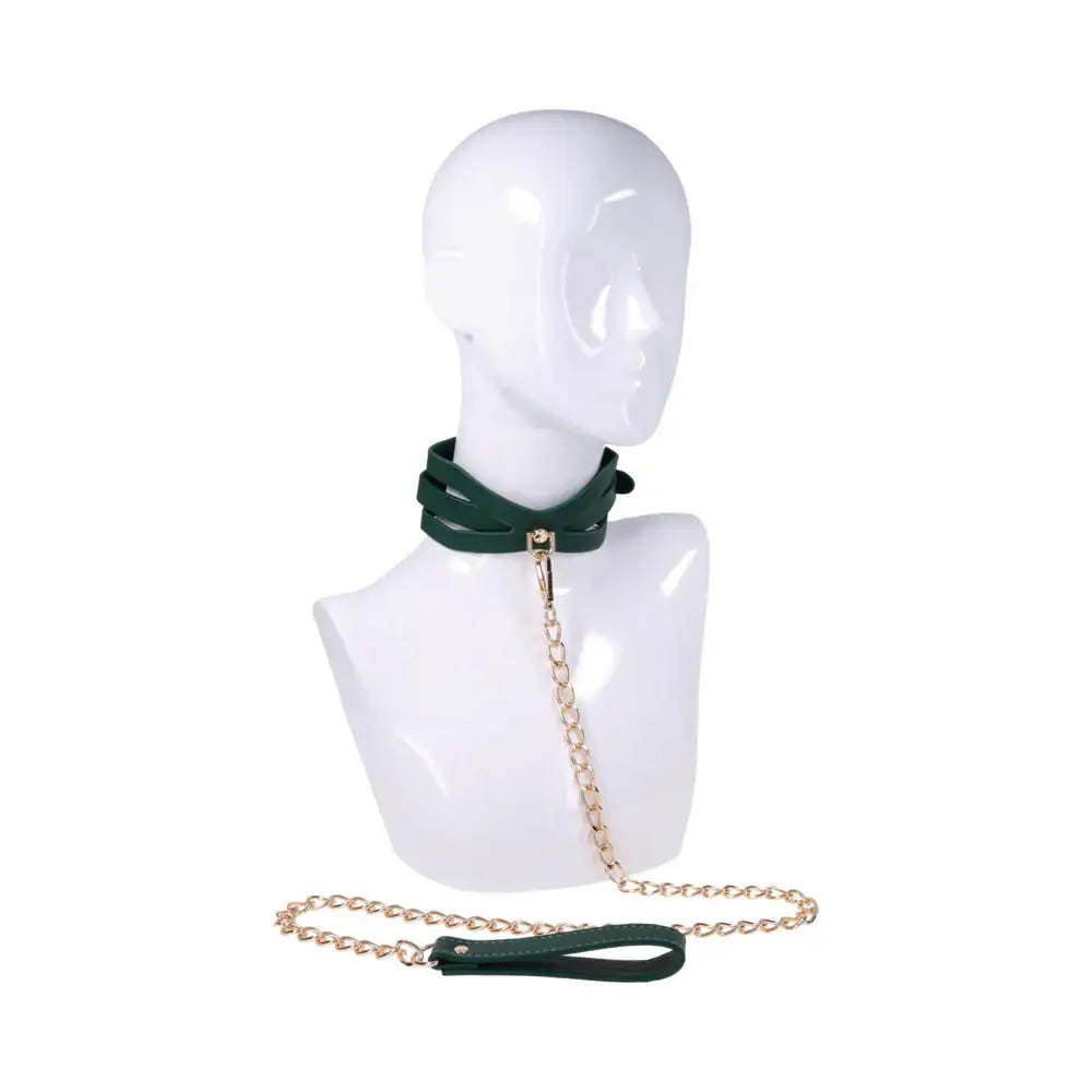 Sportsheets® Sex & Mischief Indica Cutout Collar and Leash Emerald