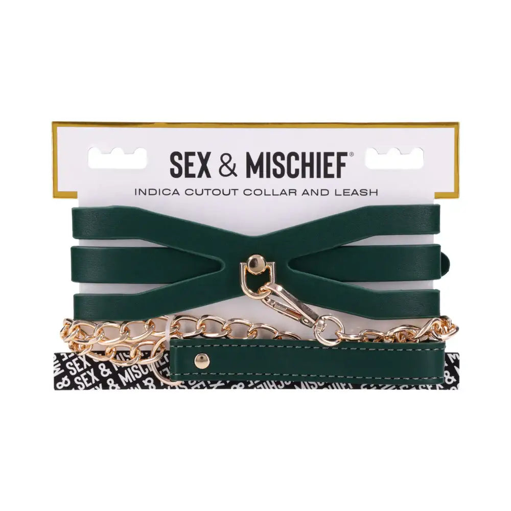 Sportsheets® Sex & Mischief Indica Cutout Collar and Leash Emerald