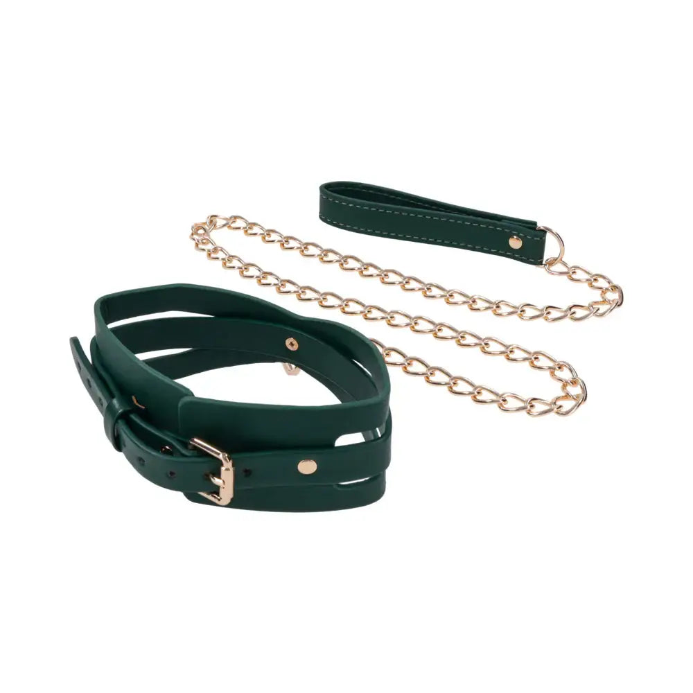 Sportsheets® Sex & Mischief Indica Cutout Collar and Leash Emerald