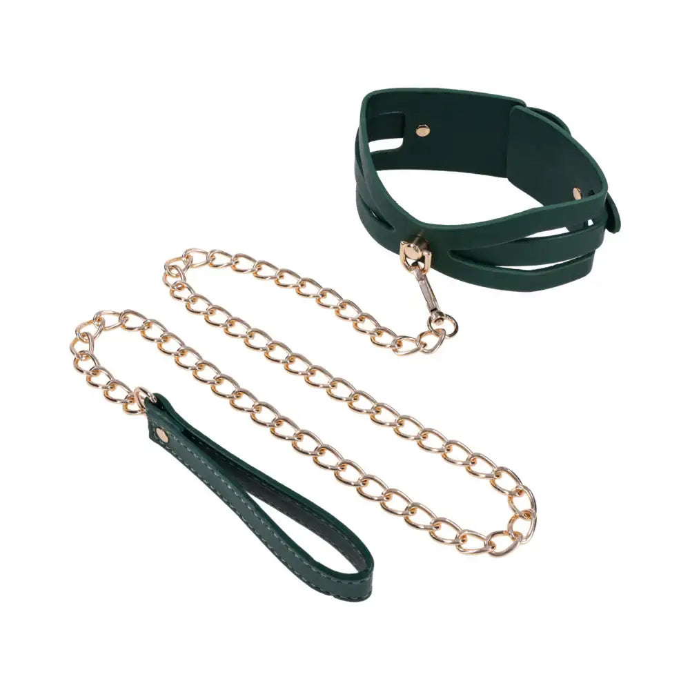 Sportsheets® Sex & Mischief Indica Cutout Collar and Leash Emerald