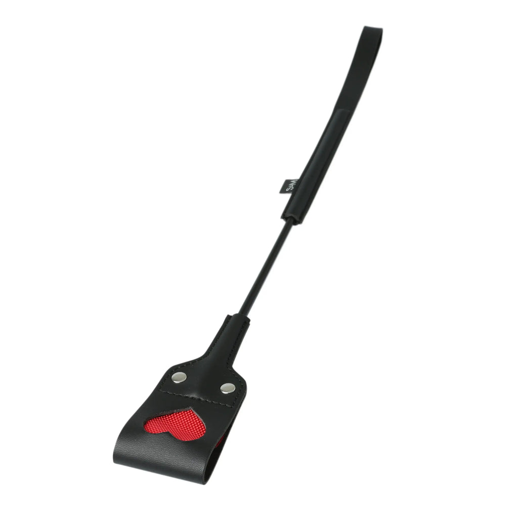 Sex & Mischief® Heart Impression Crop - Black - Flogger