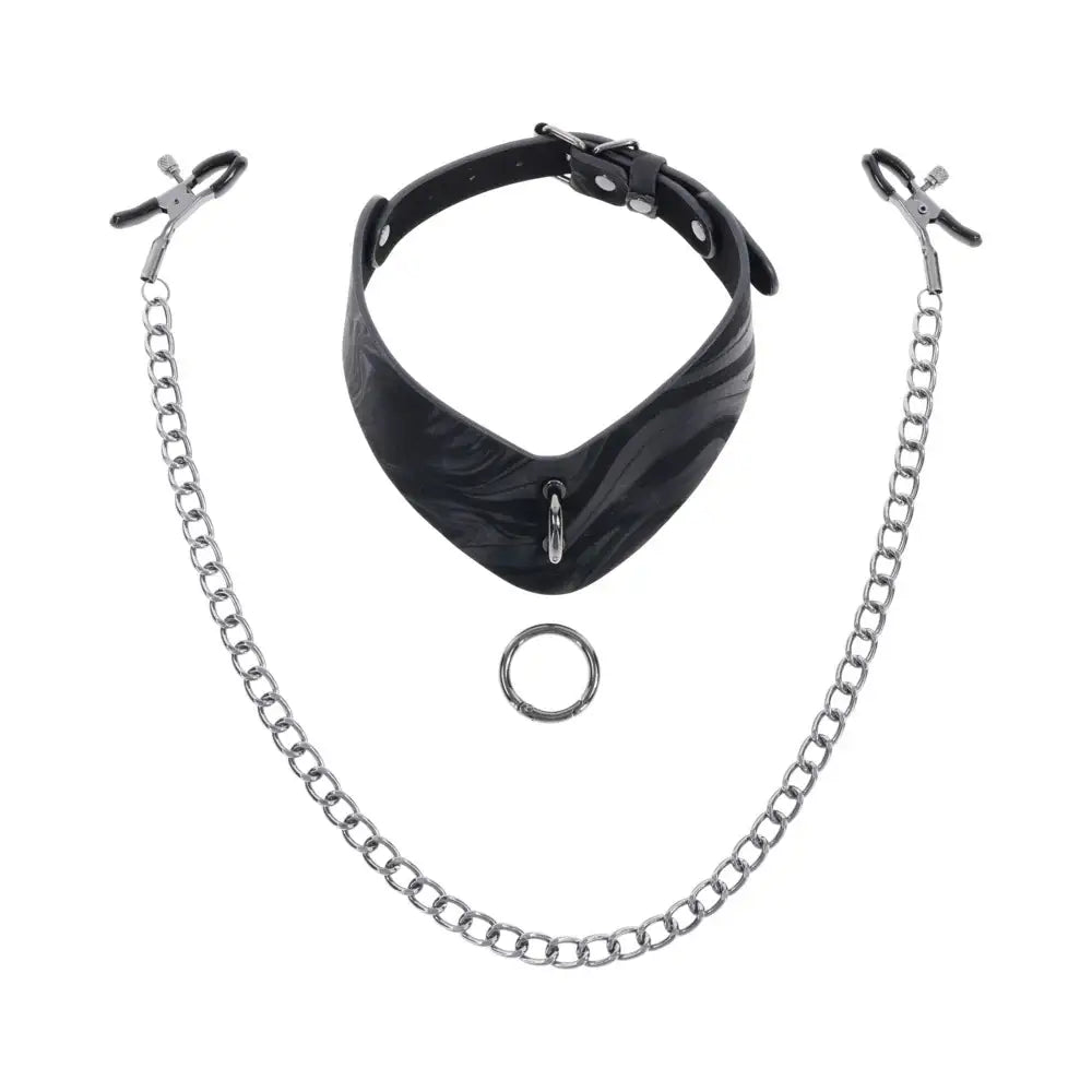 Sportsheets® Velvet Noir Collar & Removable Clamps - Rolik®