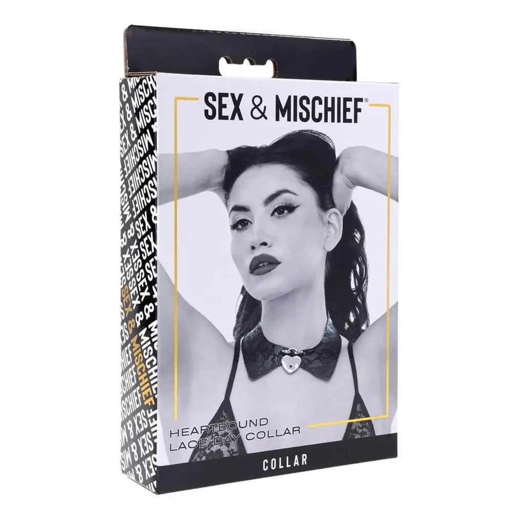 Sex & Mischief® Heartbound Lace Day Collar - Black - Restraints
