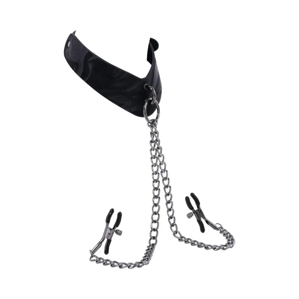 Sportsheets® Velvet Noir Collar & Removable Clamps - Rolik®