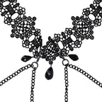 Sex & Mischief® Lace Collar with Nipple Ties - Clamps
