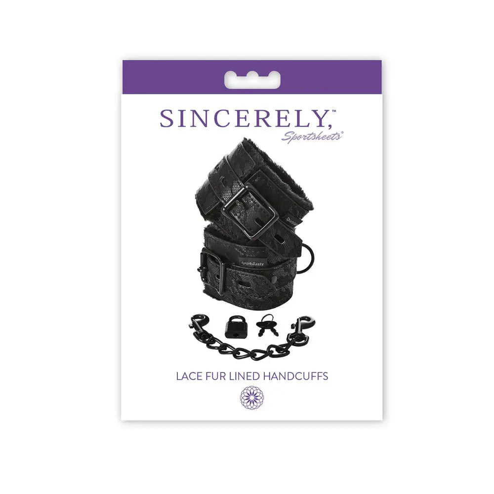 Sincerely® Lace Faux Fur Lined Hand Cuffs - Black - Restraints