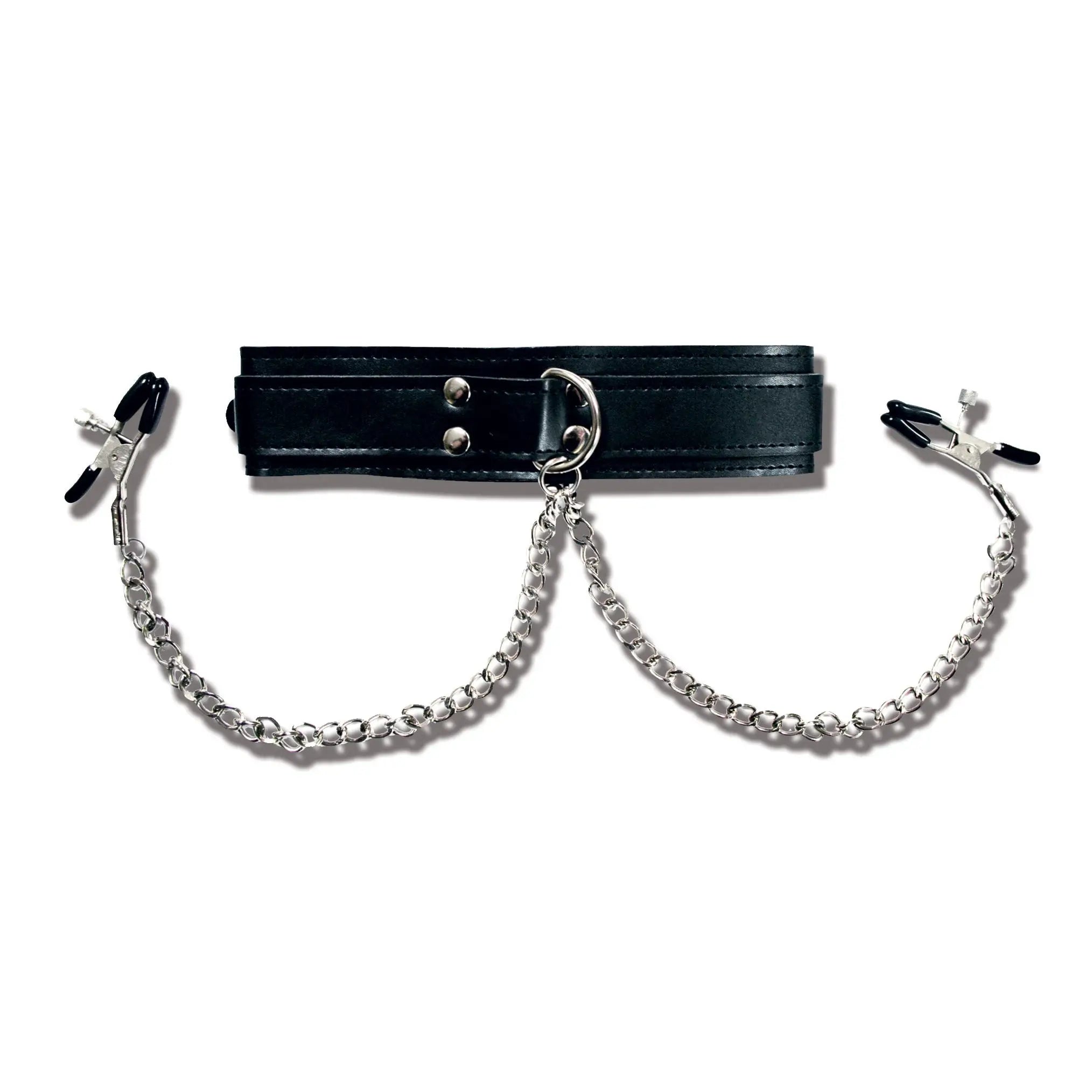 Collar With Nipple Clamps - Black - Restraints