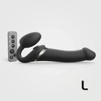 Black / Large Multi Orgasm Bendable Strapless Strap-On