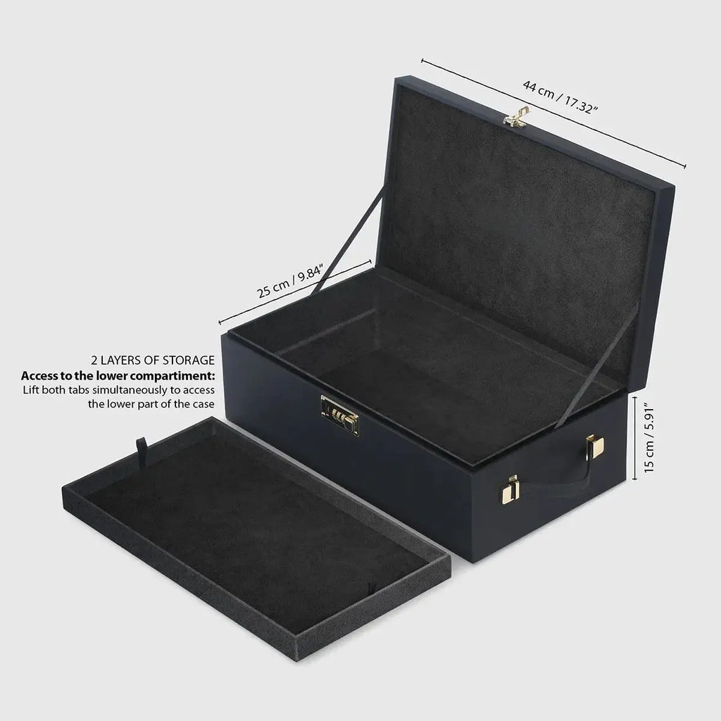 strap-on-me® Strap-on-me Prestige Locking Storage Case, Velvet Interior 3-Digit Lock Black