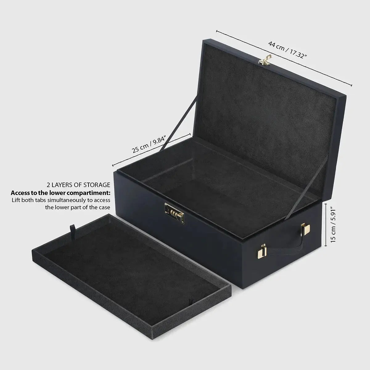 strap-on-me® Strap-on-me Prestige Locking Storage Case, Velvet Interior 3-Digit Lock Black