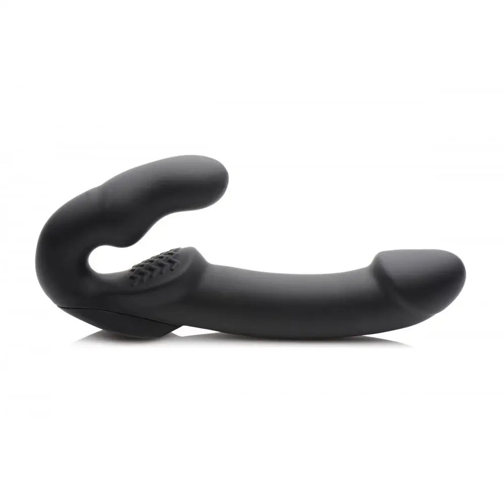 Strap U® Evoke Rechargeable Vibrating Silicone Strapless On - Black - Dildo