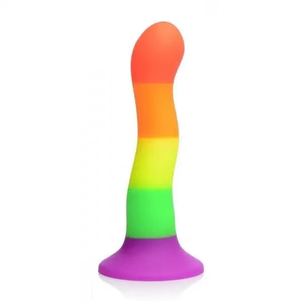 Strap U® Proud Rainbow Vibrating Silicone Dildo with Harness - Rolik®