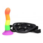Strap U® Proud Rainbow Vibrating Silicone Dildo with Harness