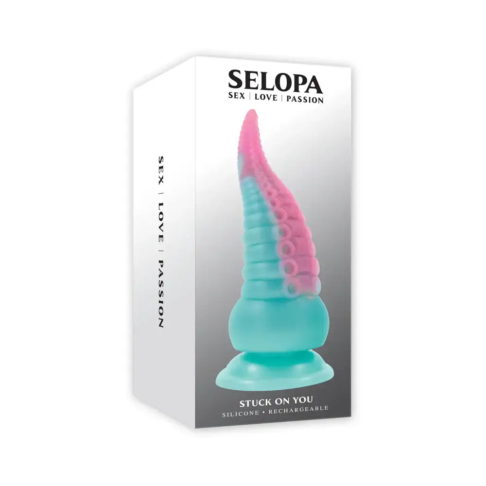 Sky Blue Stuck On You Vibrating Tentacle Dildo