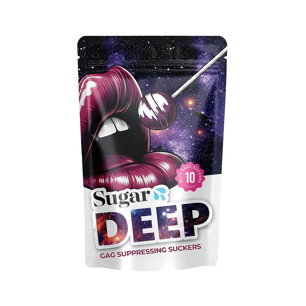 Sugar Splash DEEP Gag-Suppressing Suckers | Purple Razz Flavor | 10-Pack