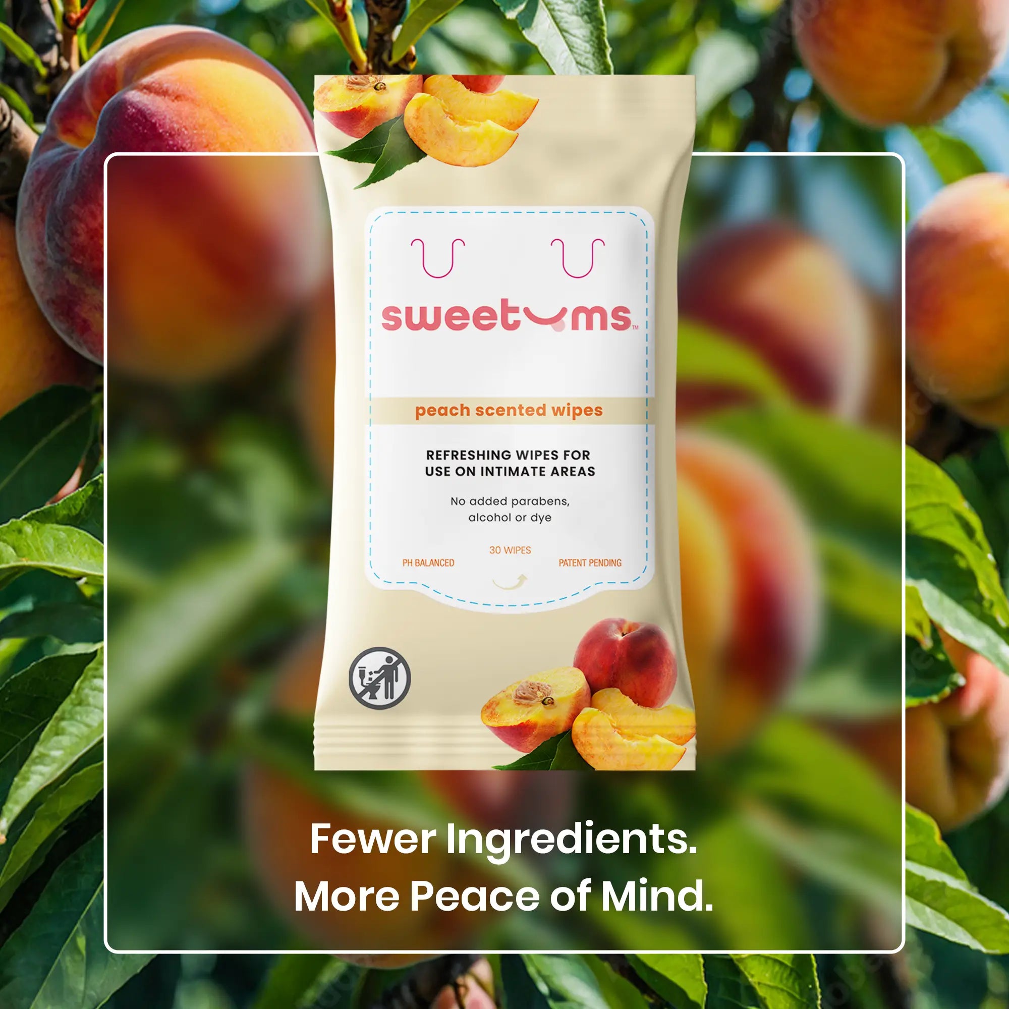 Sweetums® Peach Scented Daily Intimate Wipes (30 ct)