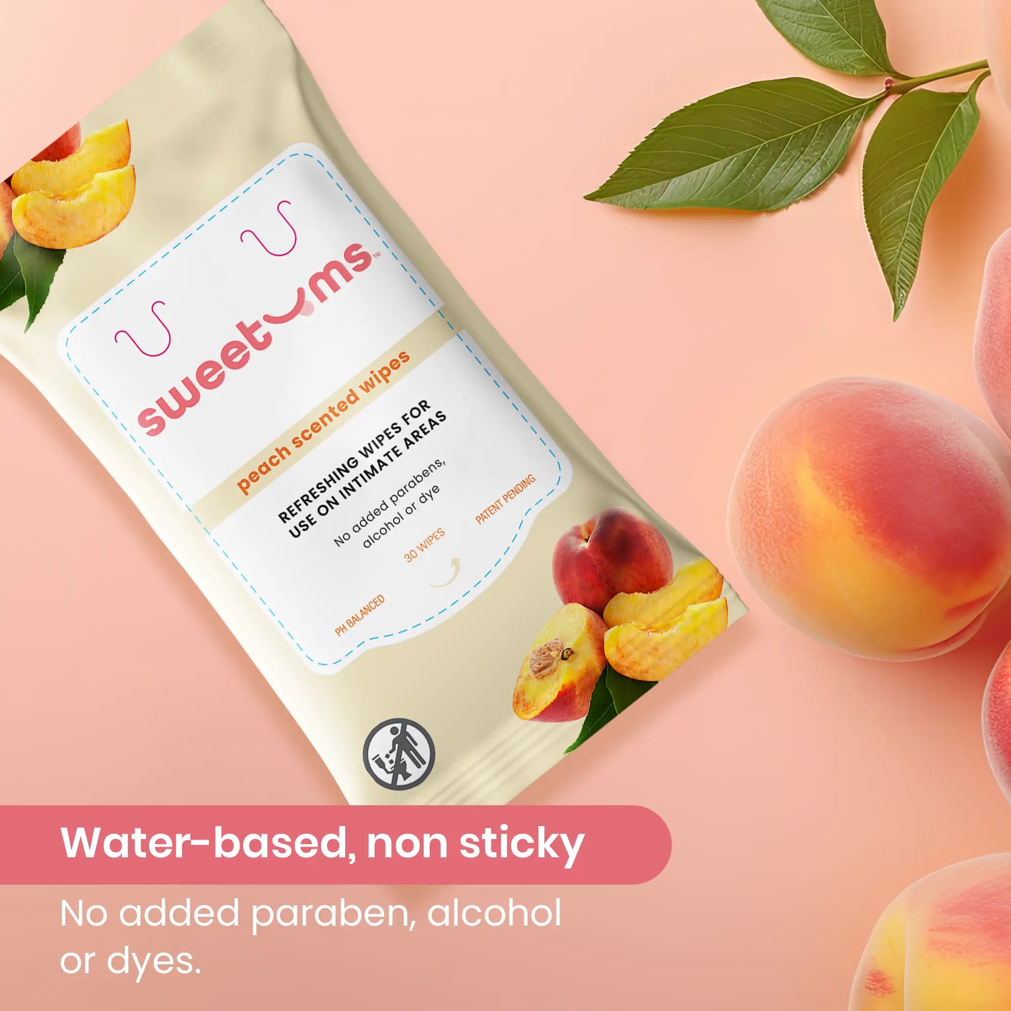 Sweetums® Peach Scented Daily Intimate Wipes (30 ct)