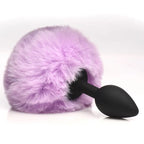 Purple Tailz Fluffy Bunny Tail Silicone Plug