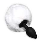 White Tailz Fluffy Bunny Tail Silicone Plug