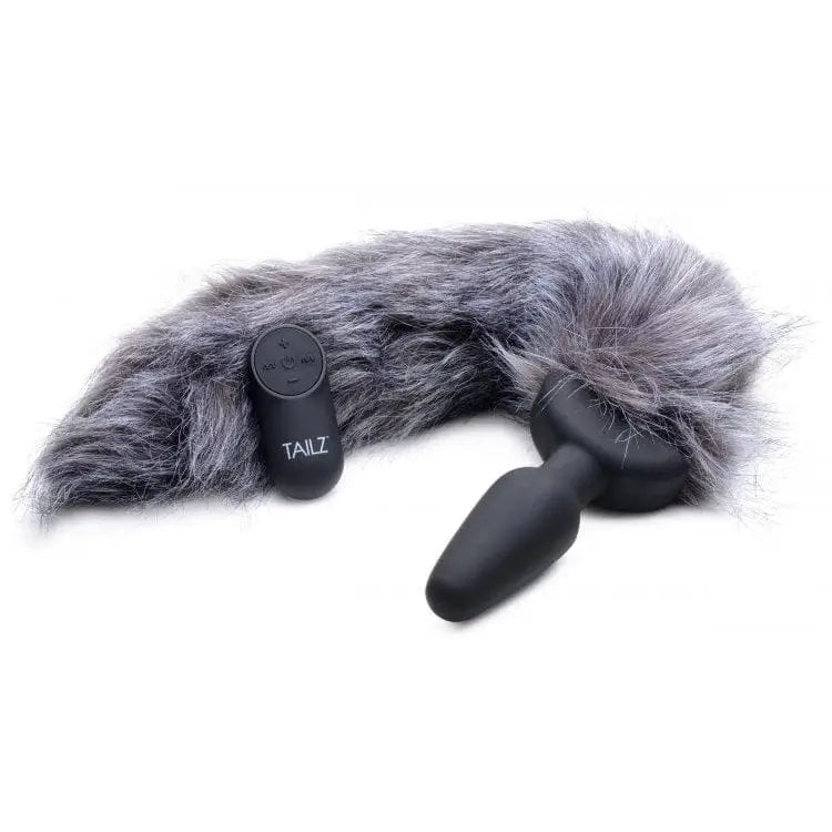 Tailz® Grey Fox Tail Vibrating Butt Plug - Rolik®