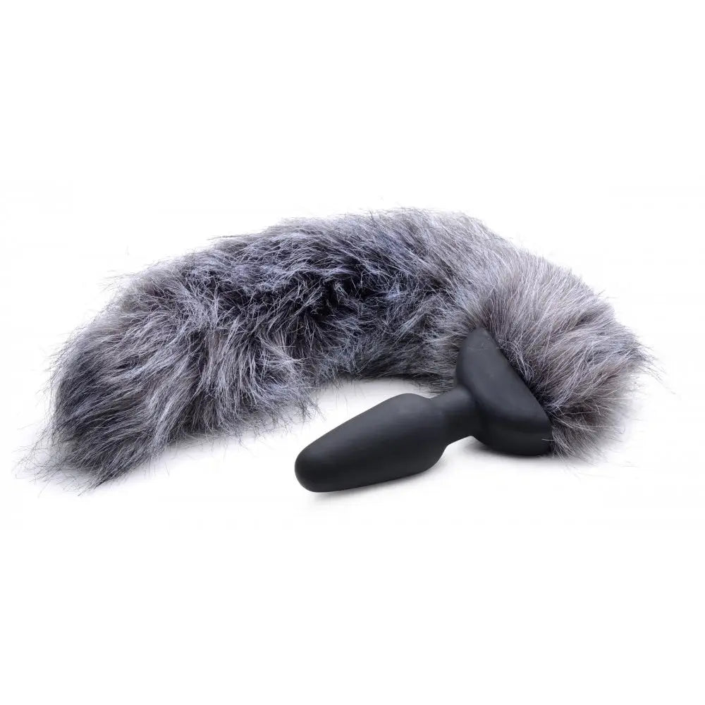 Tailz® Grey Fox Tail Vibrating Butt Plug - Gray