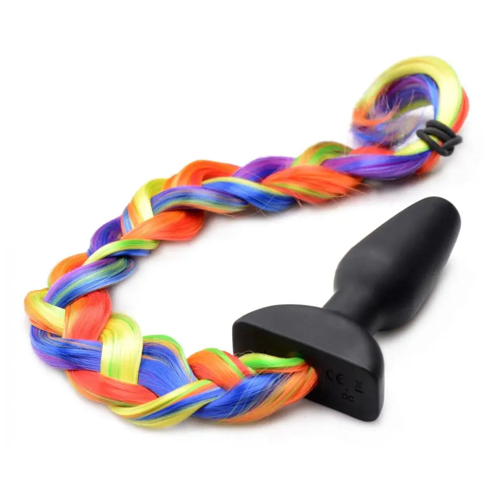 Tailz® Rainbow Pony Tail Vibrating Butt Plug w/ Remote