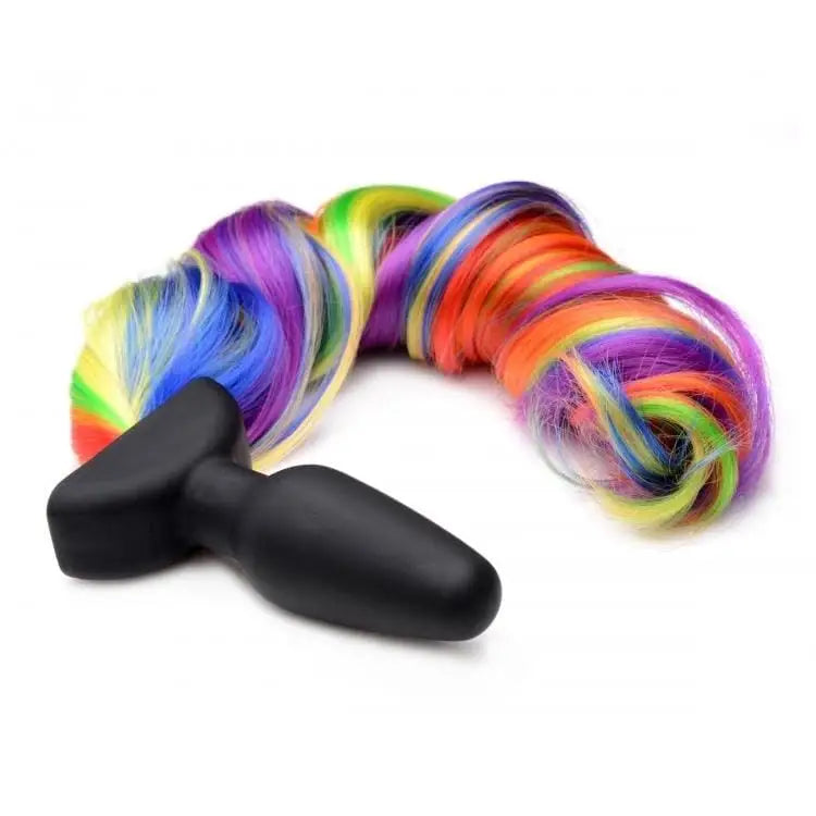 Tailz® Rainbow Pony Tail Vibrating Butt Plug w/ Remote - Rolik®