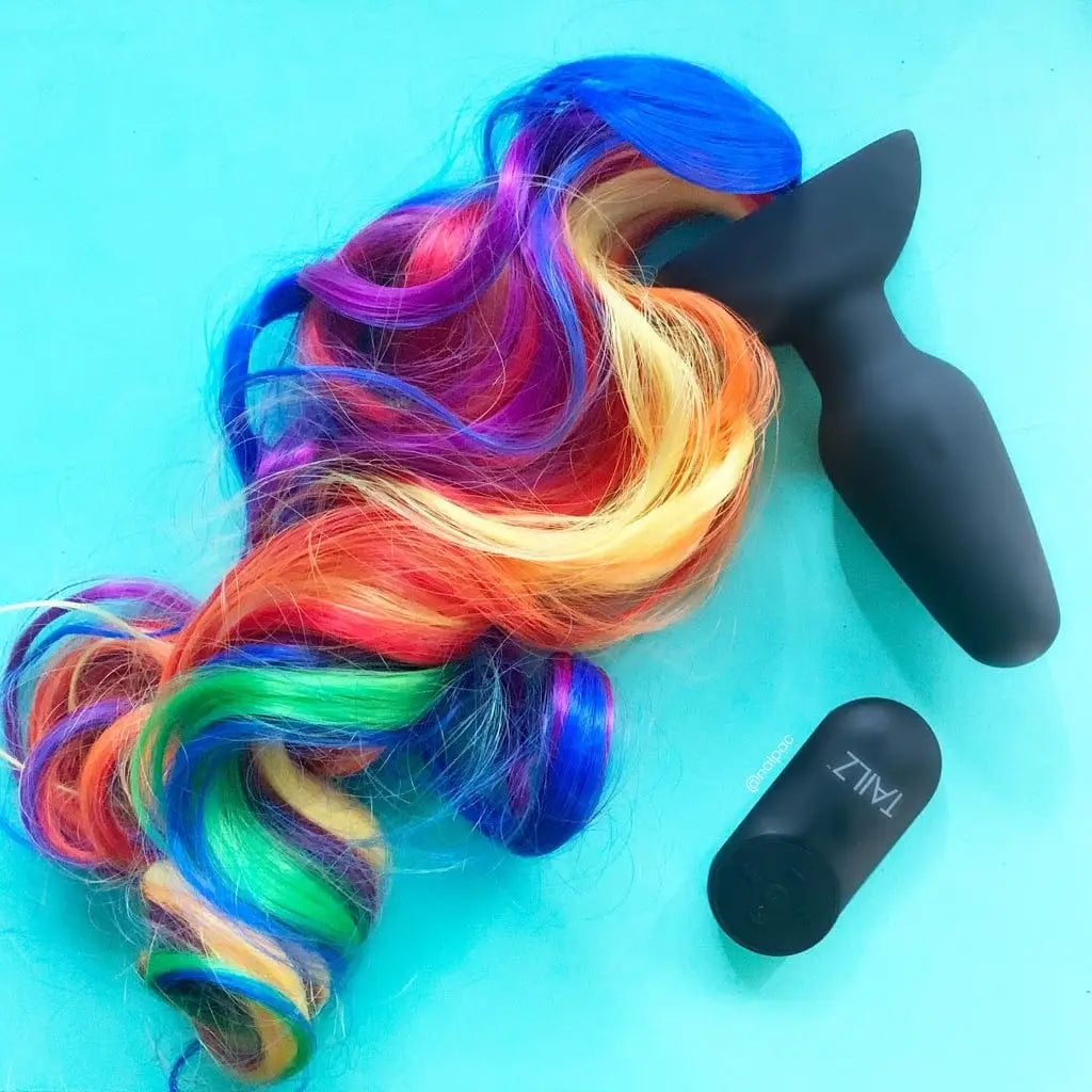Tailz® Rainbow Pony Tail Vibrating Butt Plug w/ Remote - Rolik®