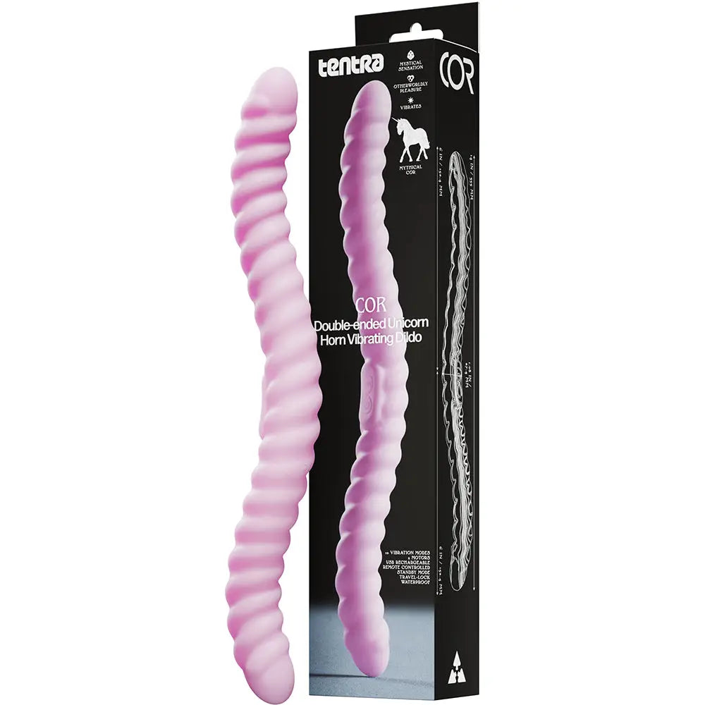 Tentra Cor Unicorn Horn Double-Ended Vibrating Dildo | 14’’ Dual Motor 10 Modes Pink