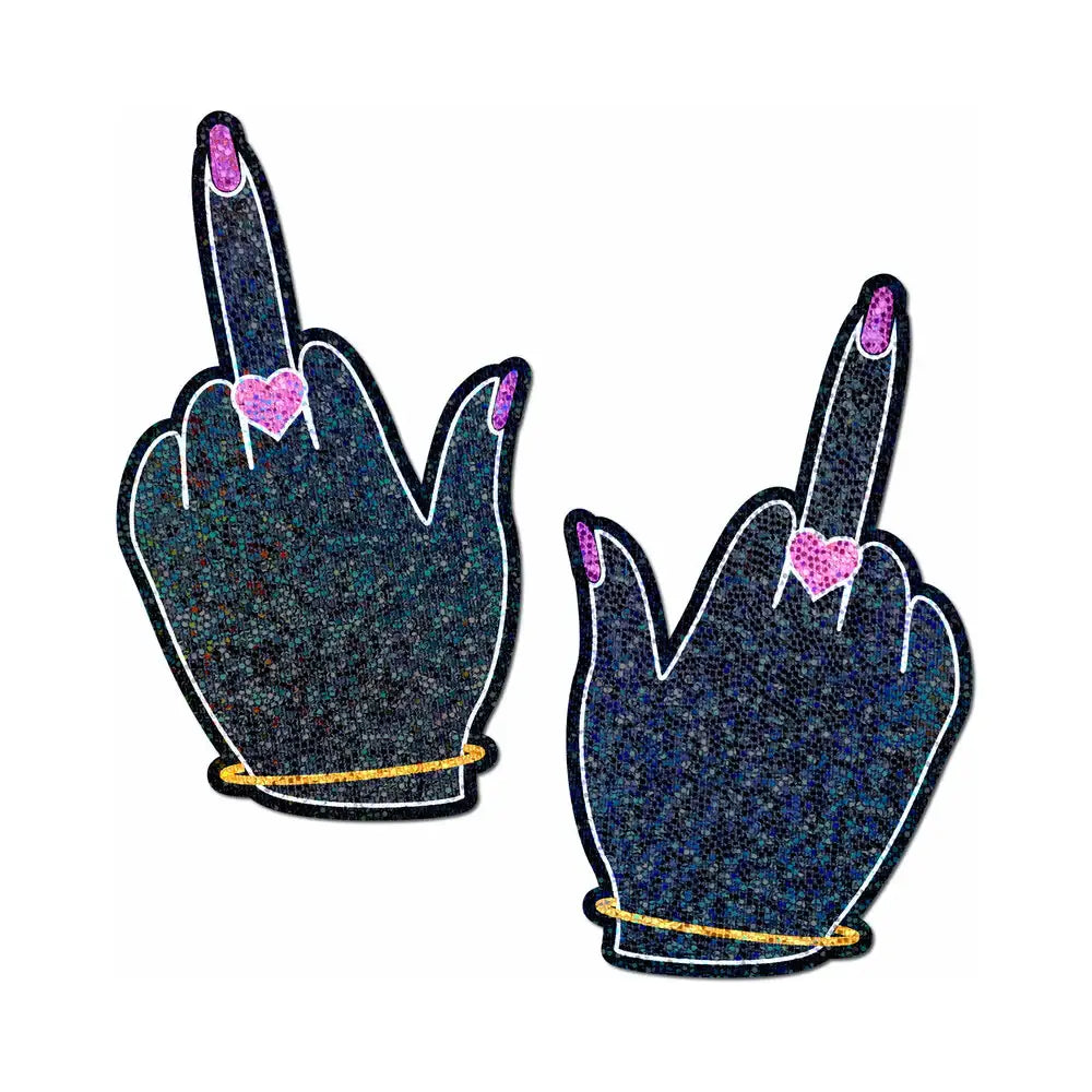 Glitter Middle Finger Themed Nipple Pasties