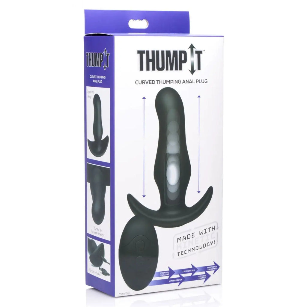Thump It® 7x Curved Silicone Butt Plug - Black