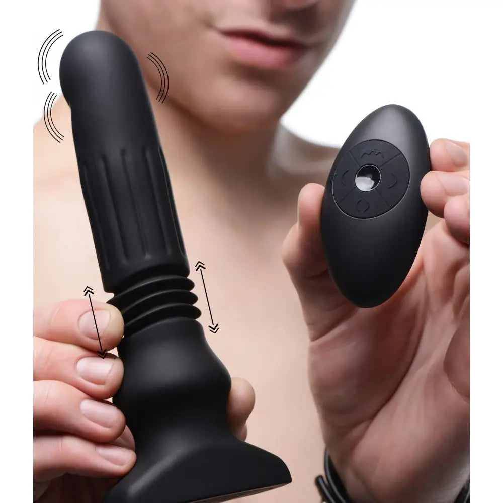 Thunderplugs™ Silicone Swelling & Thrusting Plug w/ Remote - Black - Butt