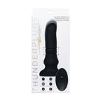Thunderplugs™ Silicone Vibrating & Thrusting Plug w/ Remote - Black - Butt
