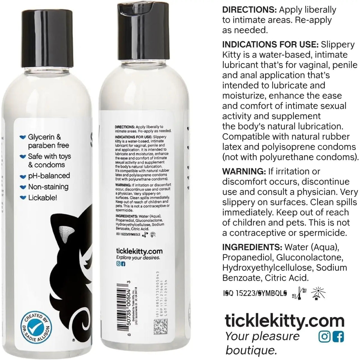 Tickle Kitty Slippery Water-Based Lubricant by Dr. Sadie Allison