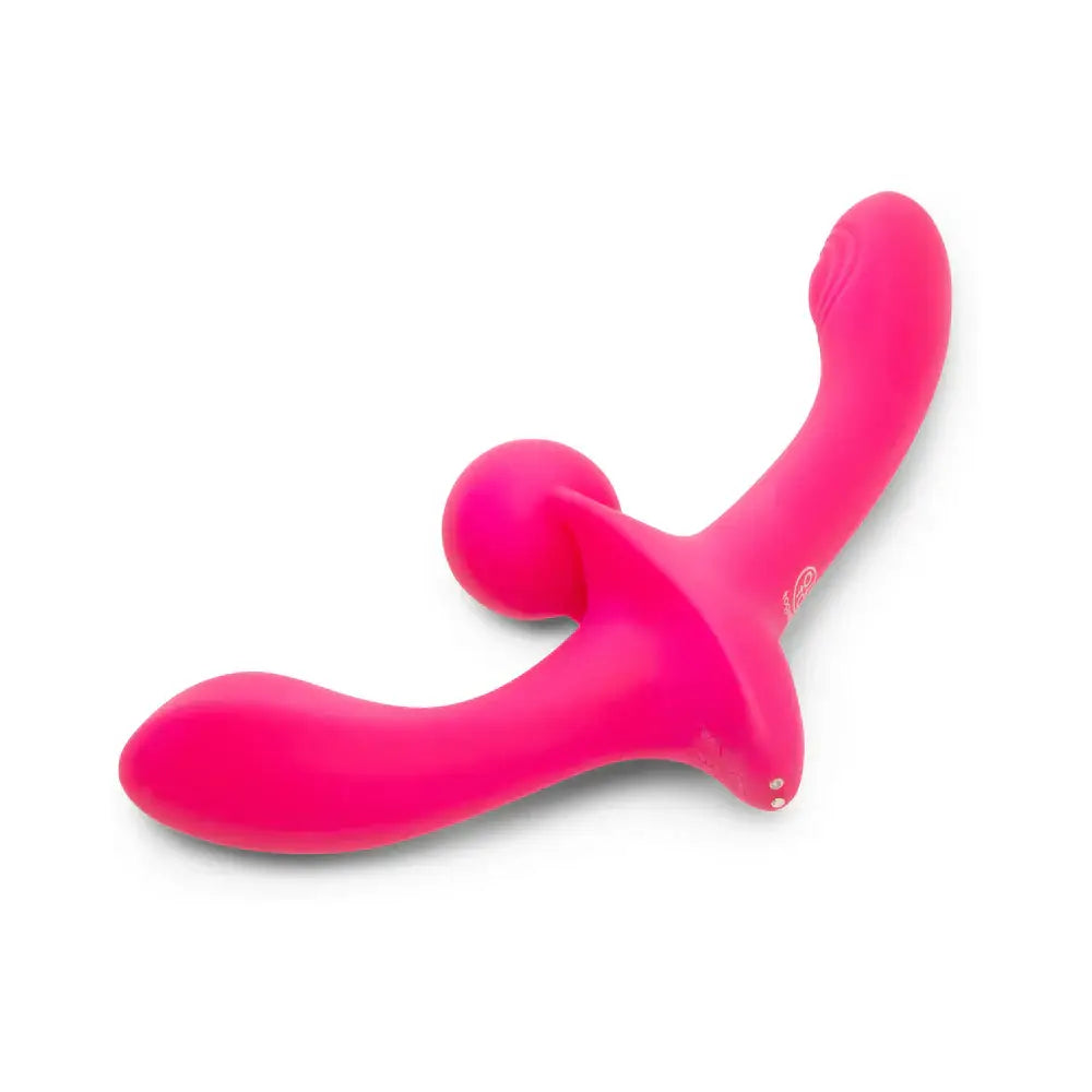 Cerise Double Tap Dual-Ended Vibrating Strapless Strap-on