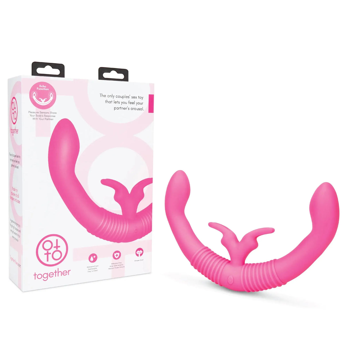 Together Vibes Dual-Ended Rabbit Partner Vibrator Hot Pink