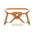Together Vibes Tones NudeFit Adjustable Strap-On Harness – 3 O-Rings Fits Up to 68’’ Caramel