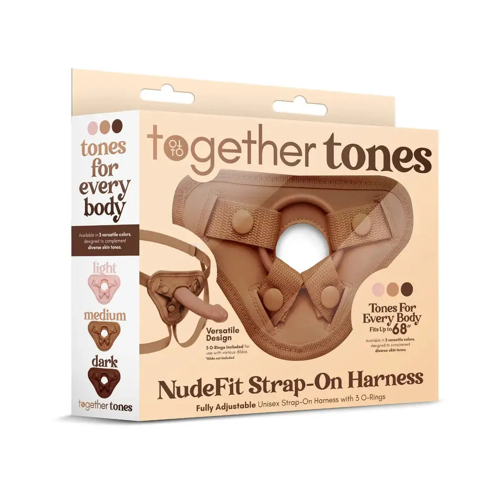 Together Vibes Tones NudeFit Adjustable Strap-On Harness – 3 O-Rings Fits Up to 68’’