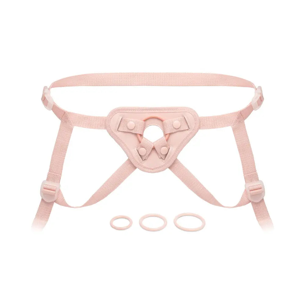 Together Vibes Tones NudeFit Adjustable Strap-On Harness – 3 O-Rings Fits Up to 68’’ Pink