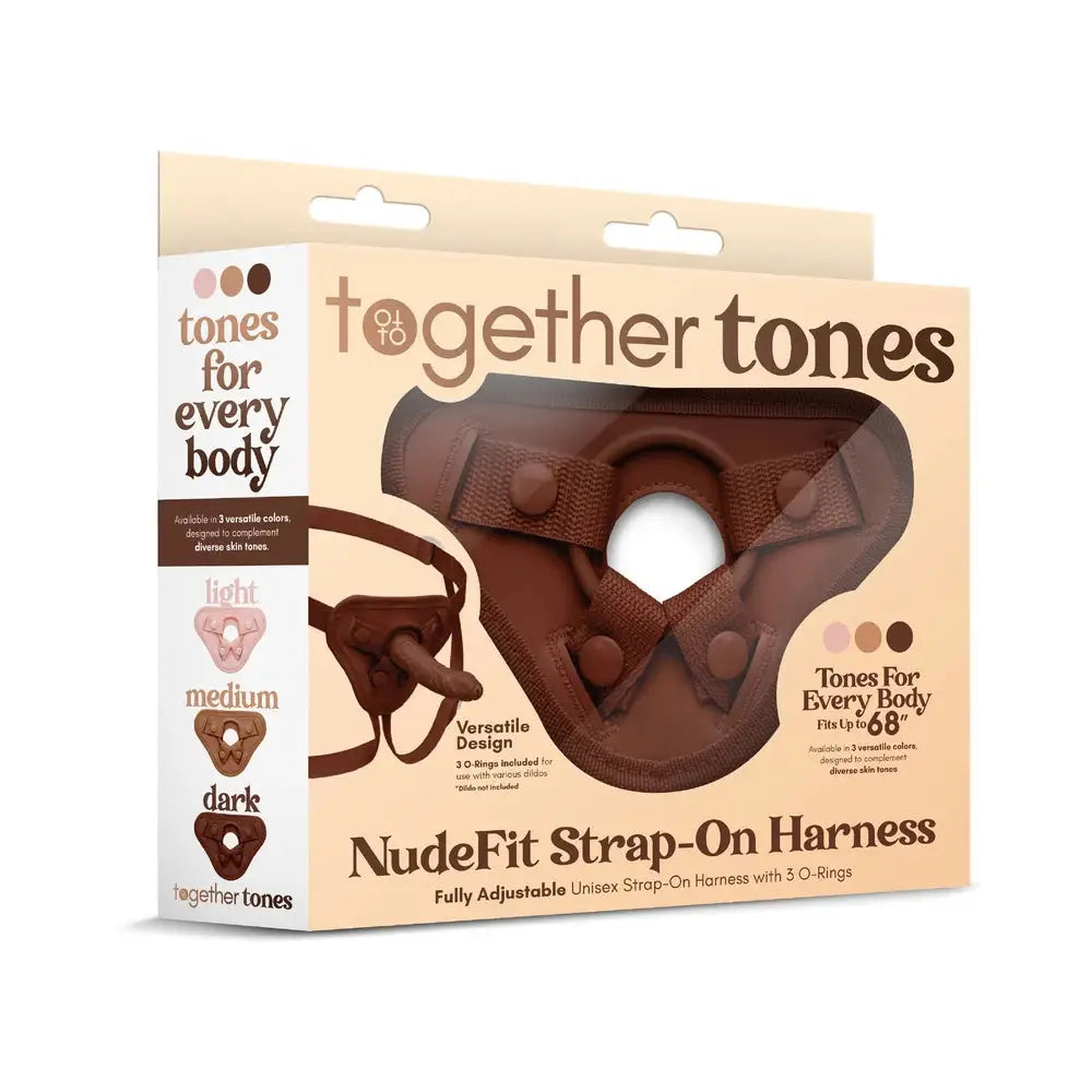 Together Vibes Tones NudeFit Adjustable Strap-On Harness – 3 O-Rings Fits Up to 68’’