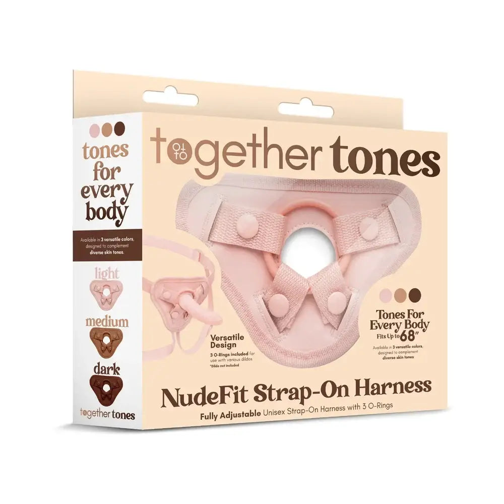 Together Vibes Tones NudeFit Adjustable Strap-On Harness – 3 O-Rings Fits Up to 68’’