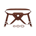 Together Vibes Tones NudeFit Adjustable Strap-On Harness – 3 O-Rings Fits Up to 68’’ Brown