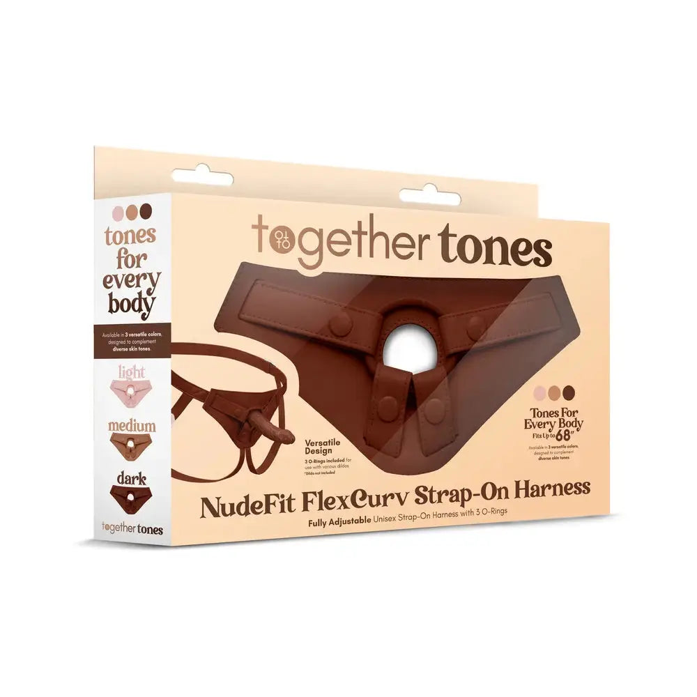 Together Vibes Tones NudeFit FlexCurv Adjustable Strap-On Harness – Body-Contouring Fits Up to 68’’